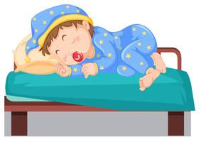 Niño joven, sueño, en cama vector