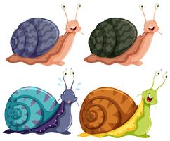 Isolated Four Colour Happy Snails vector