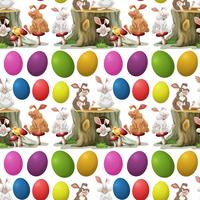 Rabbits and colorful eggs vector