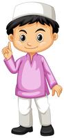 Chico indonesio en camisa rosa vector