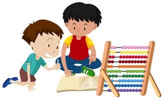 Hermano de la tarea de enseñanza con Abacus vector