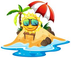 Happy sun on island  vector