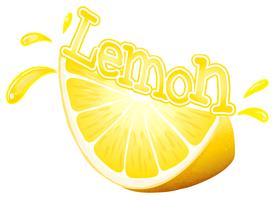 Font design for word lemon with fresh slice of lemon vector