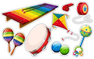 Sticker set of musical instrument and toys vector