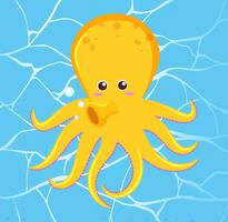 Cute Octopus on Water Background  vector