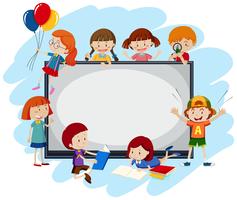 A Whiteboard Template with Children vector