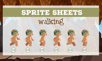 Sprite sheet bear walking vector