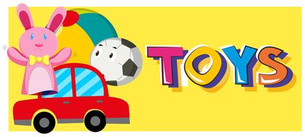 Word toys and different types of toys vector
