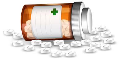 Container and medicene pills vector