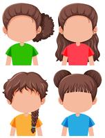 Set of brunette female character vector