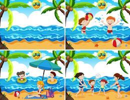 A Set of Family at the Beach vector