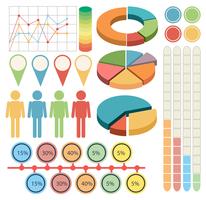 Infografía con personas y gráficas en cuatro colores. vector