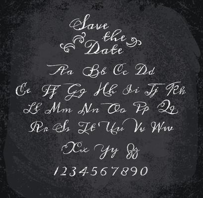 Vector illustration of chalked alphabet.