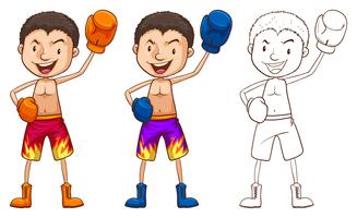 Doodle personaje para boxer vector