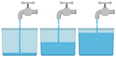 Agua del grifo en cubos vector