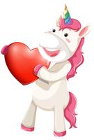 Unicorn character with heart vector
