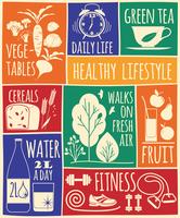 Conjunto de iconos de estilo de vida saludable vector