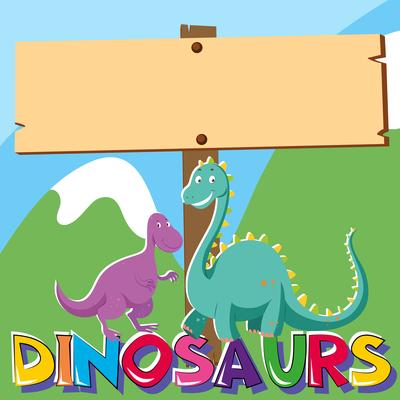Wooden sign with two dinosaurs