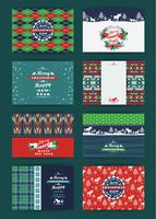 Christmas and New Year Set. Plaid and knitted backgrounds.  vector