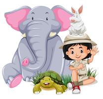 A Safari Girl With Happy Animal vector