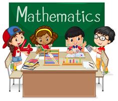 Asignatura escolar para Matemáticas con niños en clase. vector