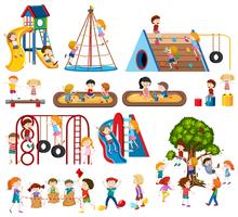 Set of children at playground vector