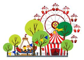 Ferris wheel and children on the ride vector