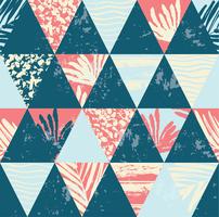 Seamless exotic pattern with palm leaves on geometric background vector