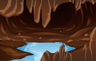 Underground cave with water vector