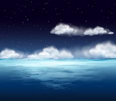 Un océano en el fondo de la noche vector