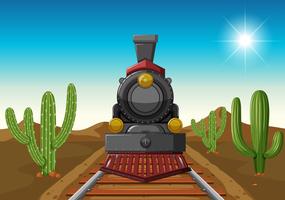 Train ride in middle of desert vector