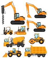 Different types of construction vehicles vector