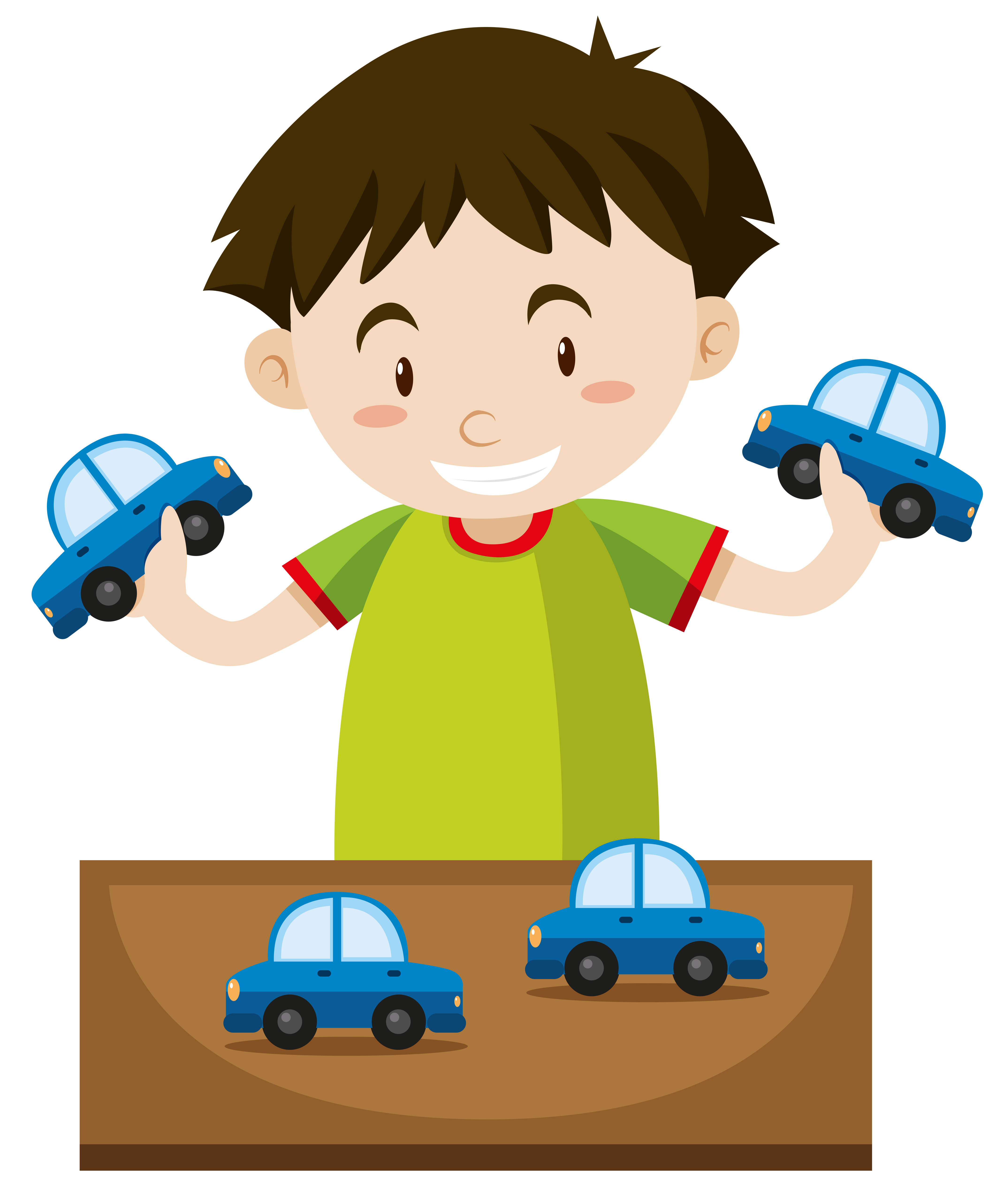 child playing with cars