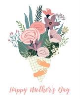 Happy Mothers Day. Vector template with flowers.