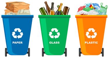 Set of different trash bin vector