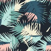 Seamless exotic pattern with tropical plants and artistic background vector