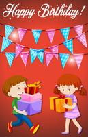 Feliz cumpleaños con tarjeta infantil. vector