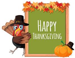 Turkey thanksgiving on blank board vector