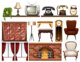 Different vintage objects on white background vector