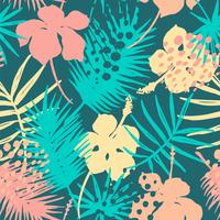 Seamless exotic pattern with tropical plants. vector