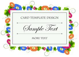 Card template with colorful flowers frame vector