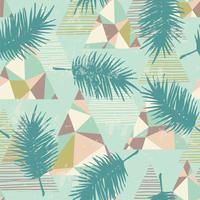 Seamless exotic pattern with tropical plants and geometric background. vector