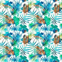 Seamless exotic pattern with tropical leaves. vector