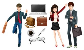Business people and personal items