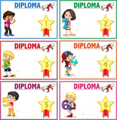 Set of diploma certificate template