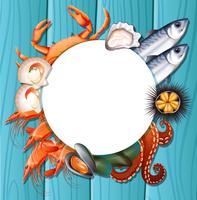 Mix fresh seafood template vector