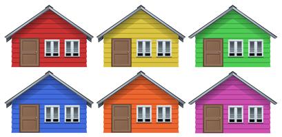 Little house in six colors vector