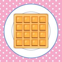 Waffle on Plate Pink Background vector