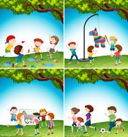 Kids with fun activity vector