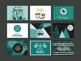 Set of artistic creative Merry Christmas and New Year vector